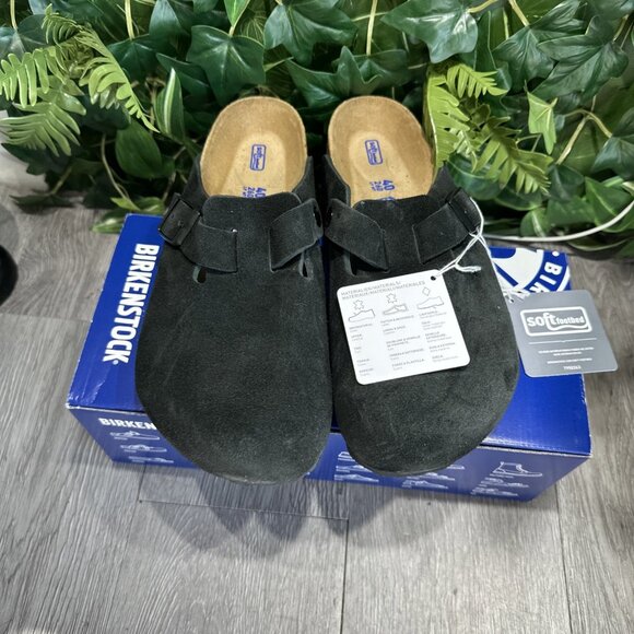 BIRKENSTOCK Boston Soft Footbed Suede Leather Unisex Men 12 EU 45 Black main image 6
